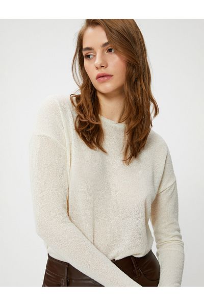 Koton Langärmliger Basic-Pullover mit Rundhalsausschnitt