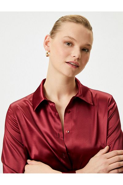 Koton Satin Shirt Buttoned Long Sleeve Regular Fit