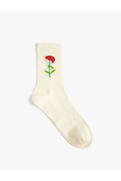 Koton Embroidered Floral Socket Socks
