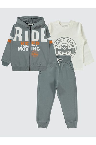 Civil Boys 6-9 Years Old Boy Gray 3-Piece Tracksuit Set