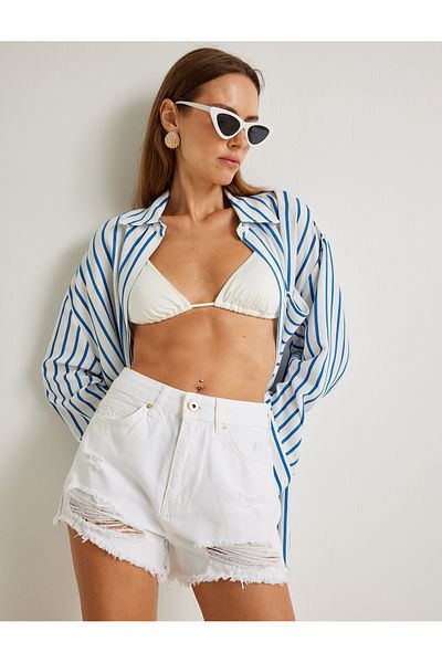 Koton New Season Koton X Şahika Ercümen - Mini Frayed Shorts