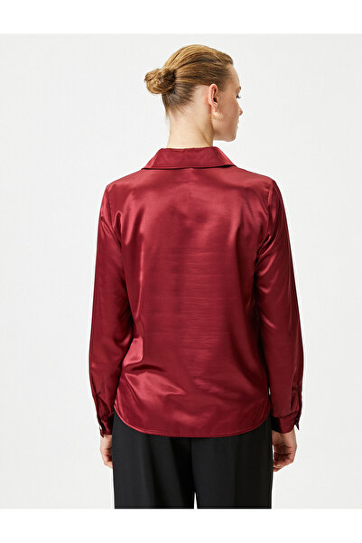 Koton Satynowa koszula zapinana na guziki, długi rękaw, regularny krój