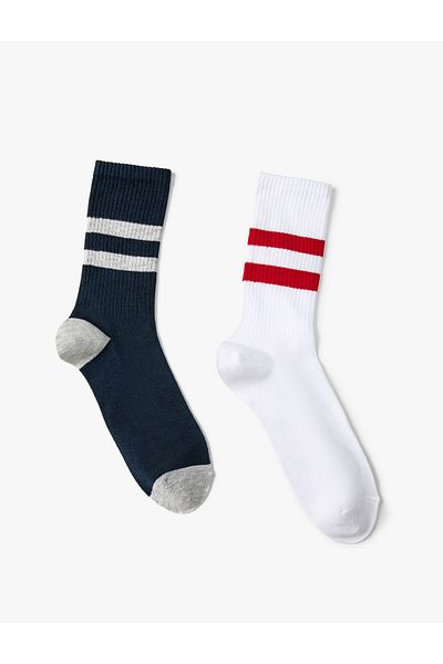 Koton Set de 2 șosete pentru colegiu, cu dungi multicolore