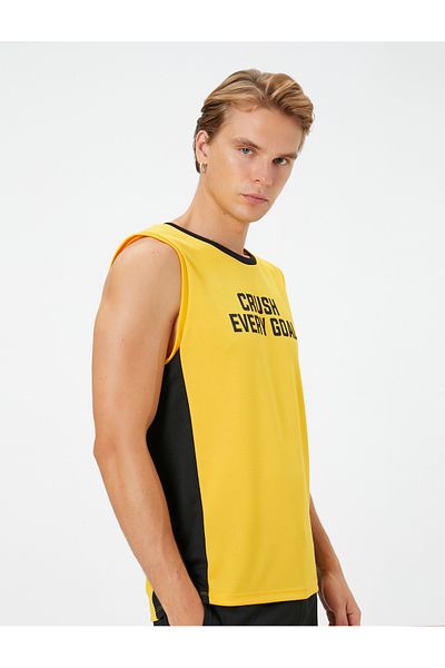 Koton Sleeveless T-Shirt Crew Neck Slogan Printed