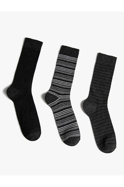 Koton Striped 3-Piece Socks Set Multicolored