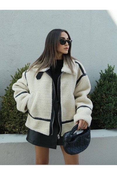 Modamorfo Шкіряний плюшевий пальто - Камінь