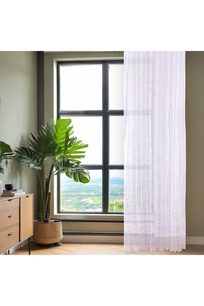 Evidea Soft Charlot Tül Perde - Beyaz - 300x270 cm