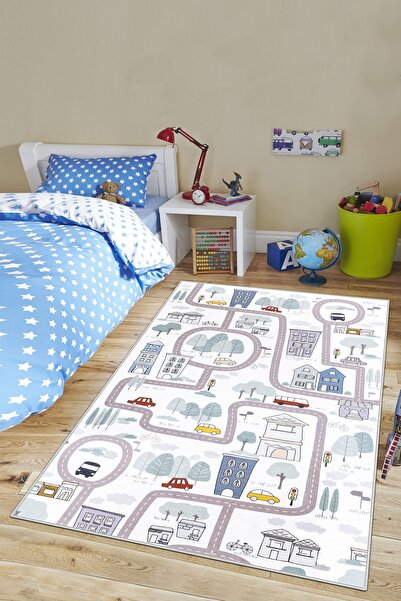 Confidence Home Makinede Yıkanabilir Kaymaz Taban Leke Tutmaz Yol Desenli Hal...