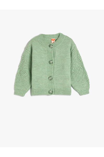 Koton Cardigan Knitted Oversize Long Sleeve Buttoned Round Collar