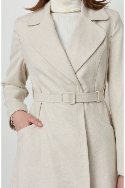 Fatma Atasoy Ecru Coat with Cup Coating and Belt