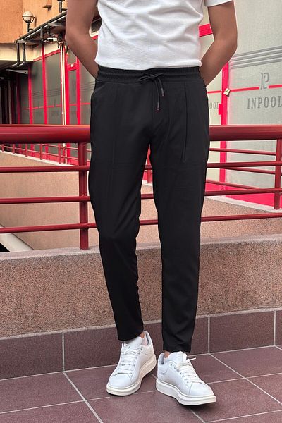 inpool Men's Waist Elastic Polyviscose Summer Trousers