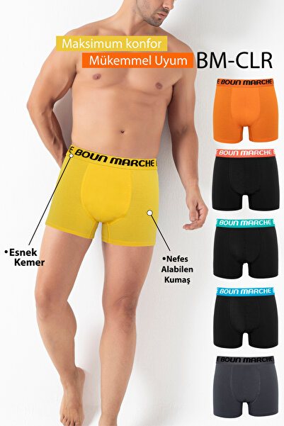 BOUN MARCHE Erkek Boxer Likralı Premıum 6'lı Kutu LEONARD