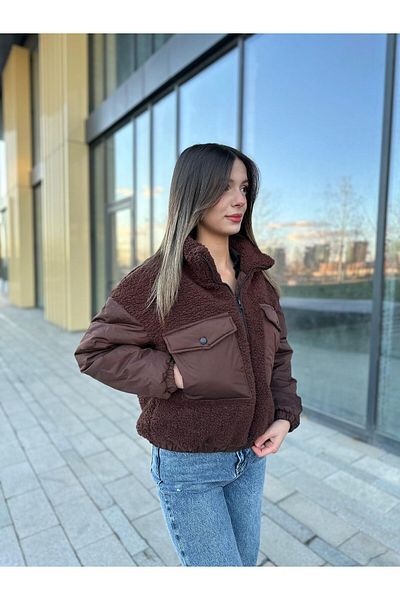 RHONES Мъхнато плюшено дамско палто с джобове за чанти