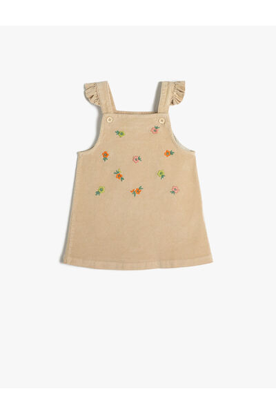 Koton Φόρεμα Salopet Βελούδινα κορδόνια λουράκια από βαμβακερό κέντημα