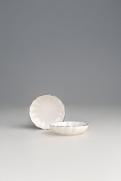 Kütahya Porselen Bone Luz 2 Piece 8 cm Bowl Platinum Net