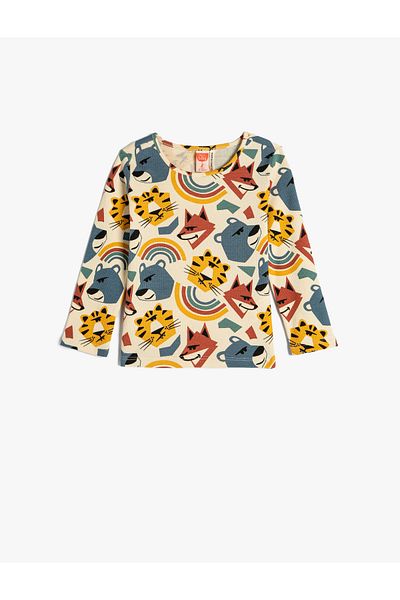 Koton Animals Printed T-Shirt Long Sleeve Crew Neck Camisole