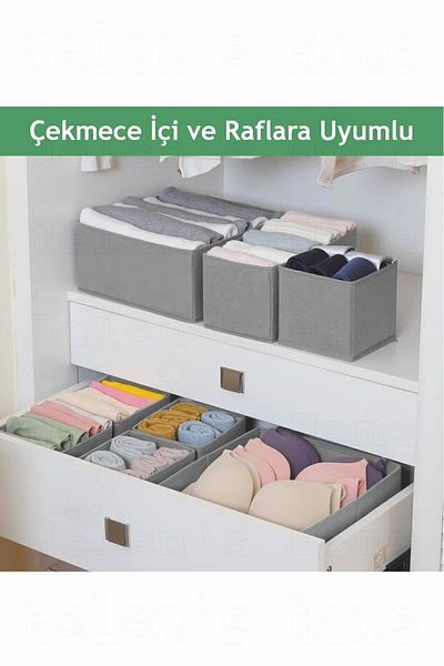 Bayev Coco Σετ 8 Συρταριών Organizer Organizer Σετ Anthracite - Sock Bra Wrap Fabric Box