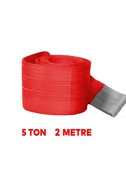 NUBLADO Vinç Sapan Polyester Spanzet 5 Ton 2 Metre Kırmızı Sağlam Yük Kaldırma Taşıma İndirme Caraskal Halat