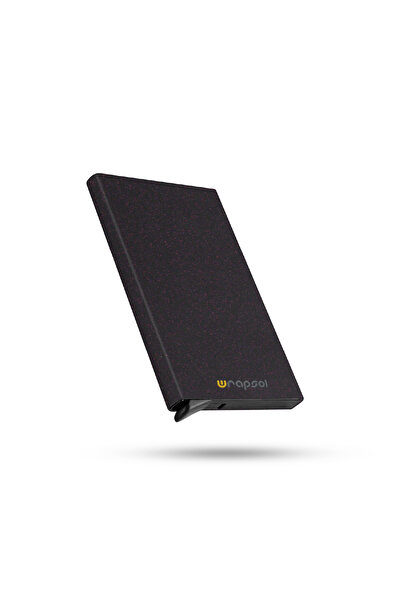 Wrapsol Θήκη πιστωτικής κάρτας με προστασία αλουμινίου RFID με αυτόματο μηχανισμό - Μωβ Ασημί Μαύρο