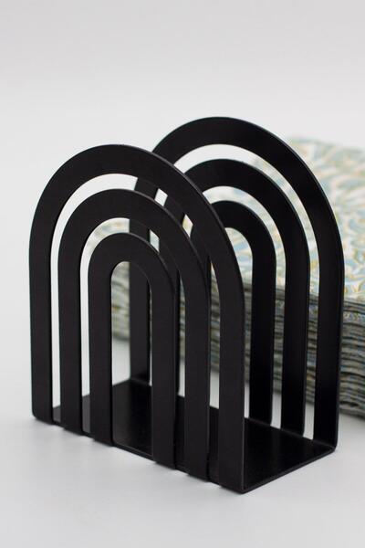 MAVİ TREND Metal Masa Üstü Sofra Dekoratif Siyah Peçetelik