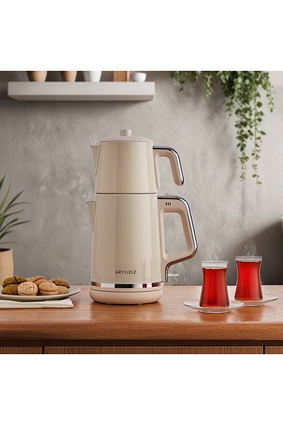 Aryıldız Cream Color Tea Style Tea Maker
