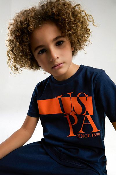 U.S. Polo Assn. BAZA. Polo Assn. Costum de pijama cu maneca scurta albastru bleumarin pentru baieti
