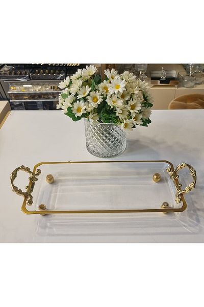 misscocohome Crystal Serving Plate with Metal Handle Appetizer Plate