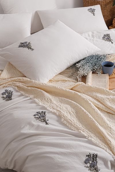 Unica Jade Pique Duvet Cover Set Gray - 7 Pieces