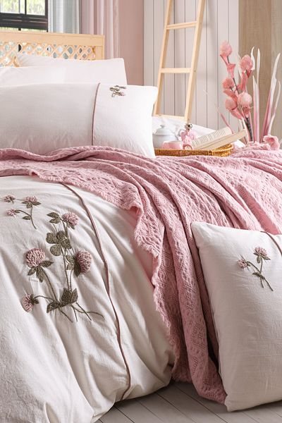 Unica Vera Piqued Duvet Cover Set Powder - 7 Pieces