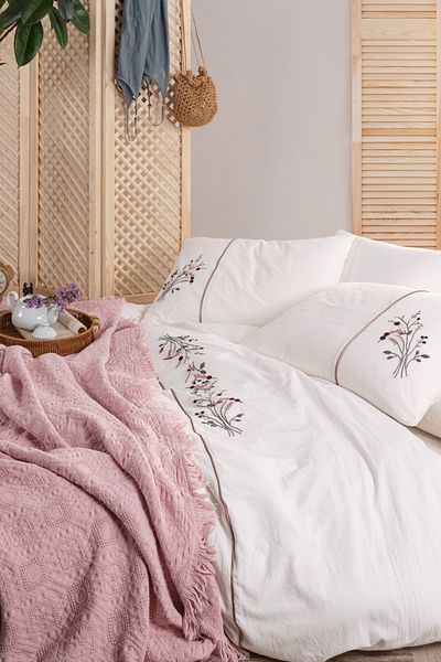 Unica Arya Piqued Duvet Cover Set Powder - 7 Pieces