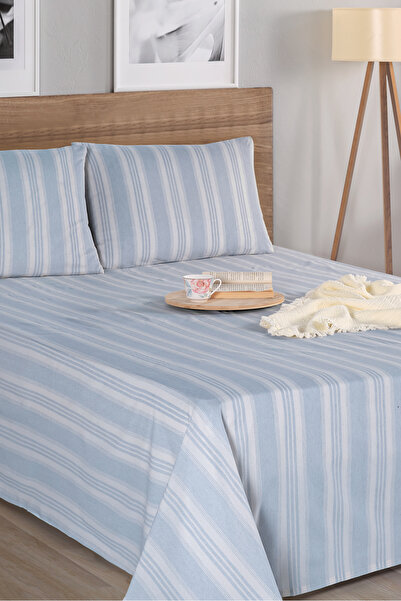 Eponj Home Sport Çizgili Çarşaf + Yastık Kılıfı  Seti Tek Kişilik Soft Line Gri