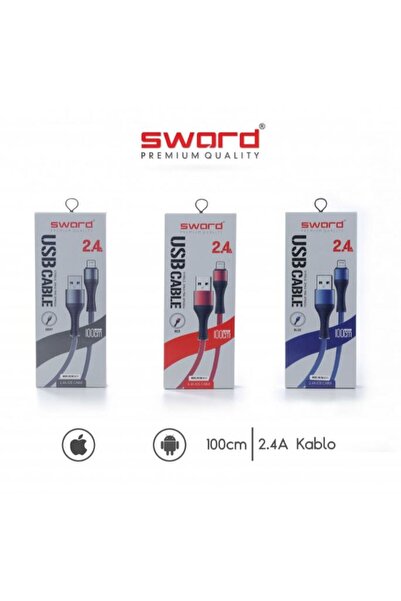 SWORD 2.4 Amper Iphone Usb Kablo Sw-a111 Kırmızı