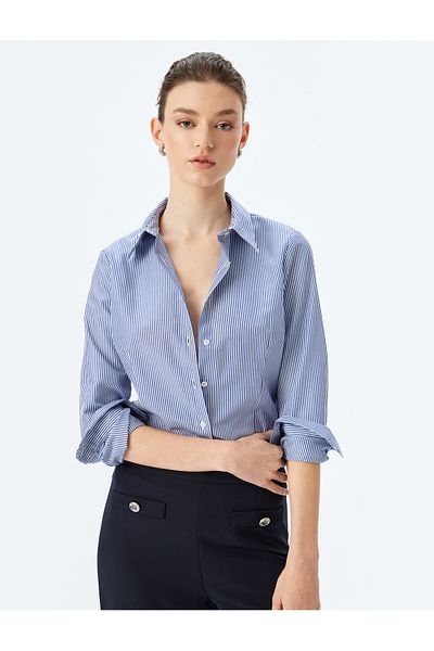 Koton Classic collar long sleeve slim fit shirt.