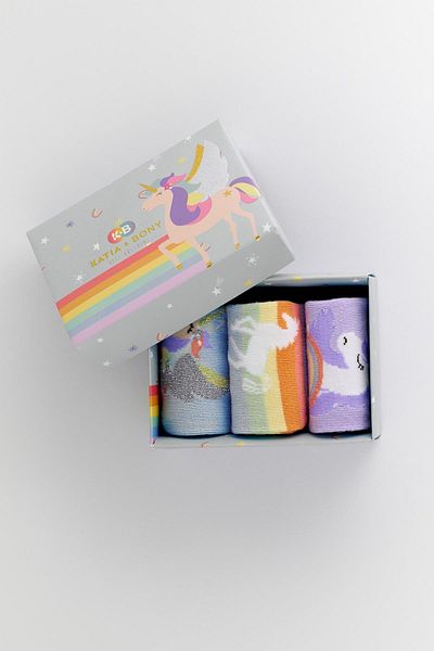 Katia&Bony Unicorn Patterned Children's Sock Socks - Pack of 3, Multicolor