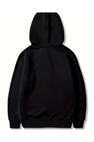 JustBS BĂRBAȚI NEGRU CU BUZUUNAR DE CANGURO FĂRĂ IMPRIMARE