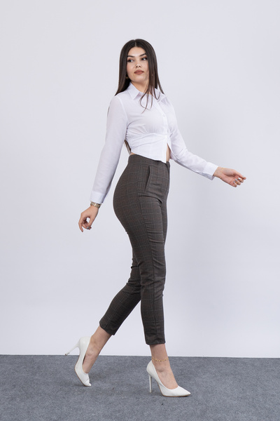 MissVina Trend Önü Pensli Zr Model Ekose Pantolon 30102