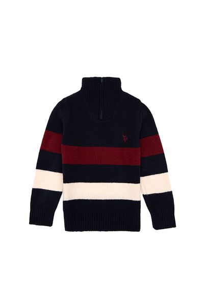 U.S. Polo Assn. Boy's Navy Blue Knitwear Sweater with Half Zipper 50295517 -Vr033