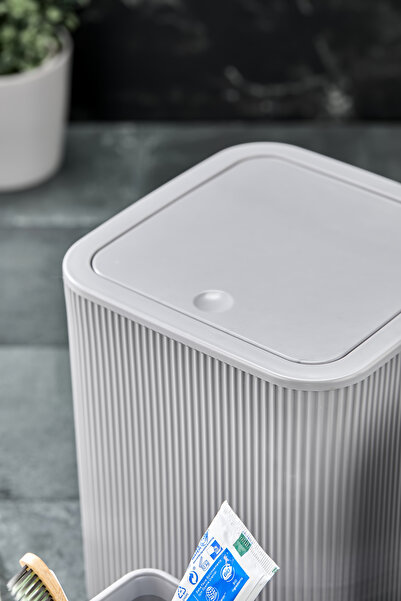 Homie Line 5 Parça Kare Banyo Seti - Çöp Kovası WC Fırçası Sıvı-Katı Sabunluk Diş Fırçası