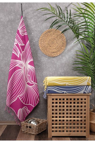 Sevim Fuchsia Muslin Peshtemal - 90x170 Cm - 100% Cotton - Soft and Absorbent