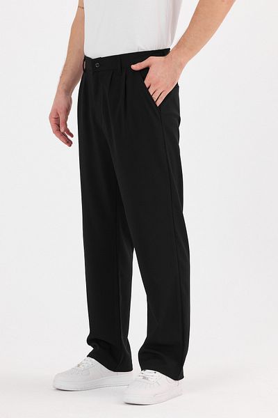 HAWKKİNG Men's Pleated Baggy Pattern Fabric Trousers