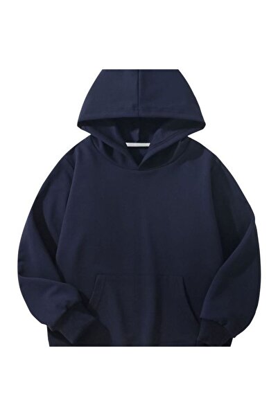 JustBS Laci̇vert Şardonlu Kanguru Cepli̇ Sweatshi̇rt