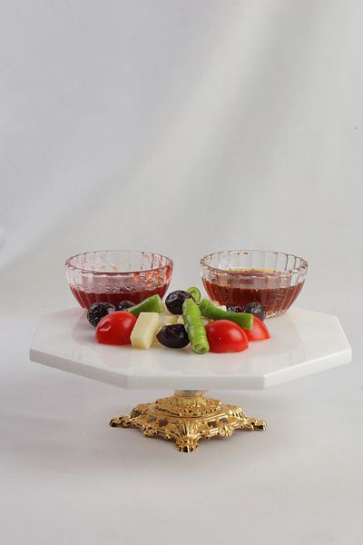 MERALP Real Marble Cake Presentation Holder Gold