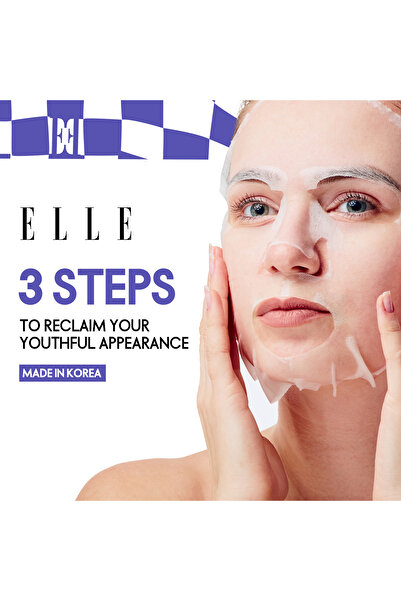 ELLE Anti-Aging Collagen Lifting Mask 3-Step Care Kit, Firming Sheet Mask, Anti aging,  Pack of 4