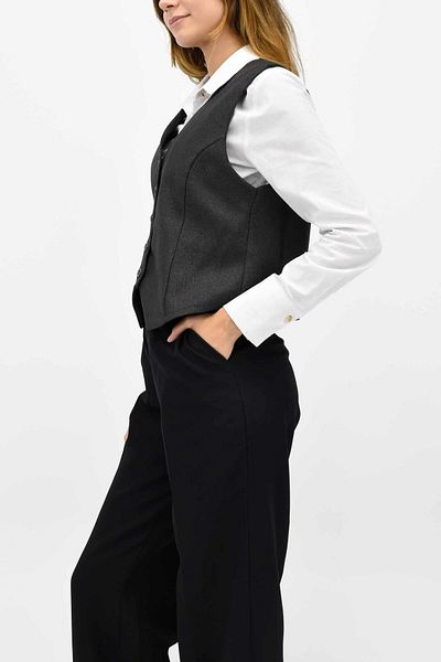 Biriz Moda Anthracite Wool Effect Blazer Vest