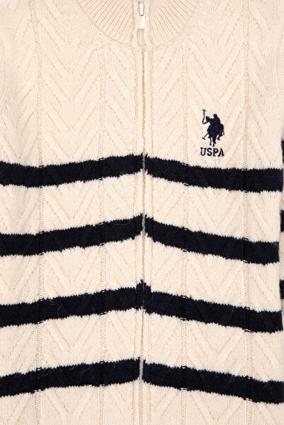U.S. Polo Assn. Boy's Zippered Cream Knitwear Cardigan 50295651-Vr071