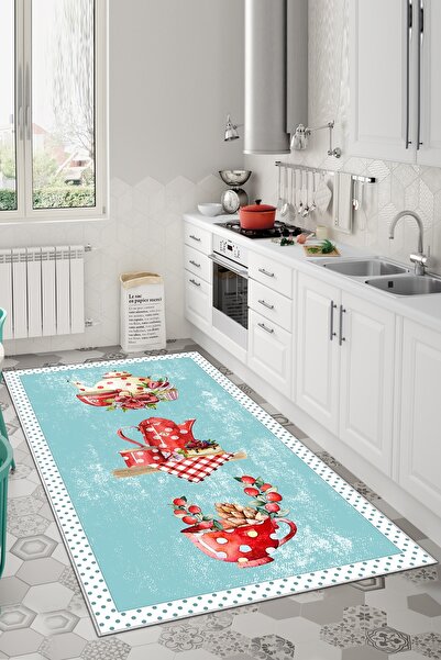 Confidence Home Dijital Baskı Yıkanabilir Kaymaz Taban Mutfak Halısı