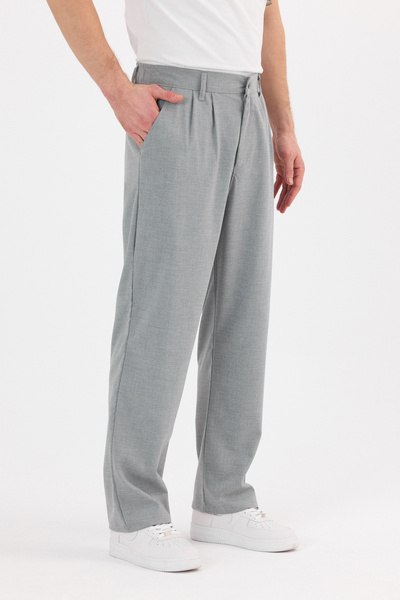 HAWKKİNG Men's Pleated Baggy Pattern Fabric Trousers