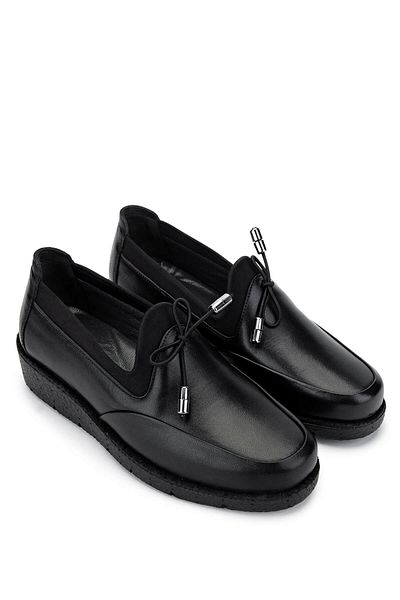 Tamer Tanca Woman's Genuine Leather Black Leather Casual Shoes