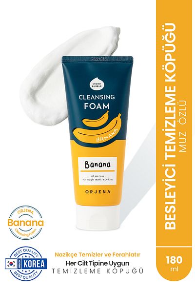 Orjena Banana Cleansing Foam - Banana Extract Facial Cleansing Foam, Nourishing and Moisturizing - 180ml