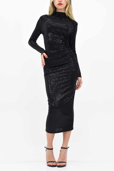 birizmoda Rochie strălucitoare cu șnur cu paiete - neagră